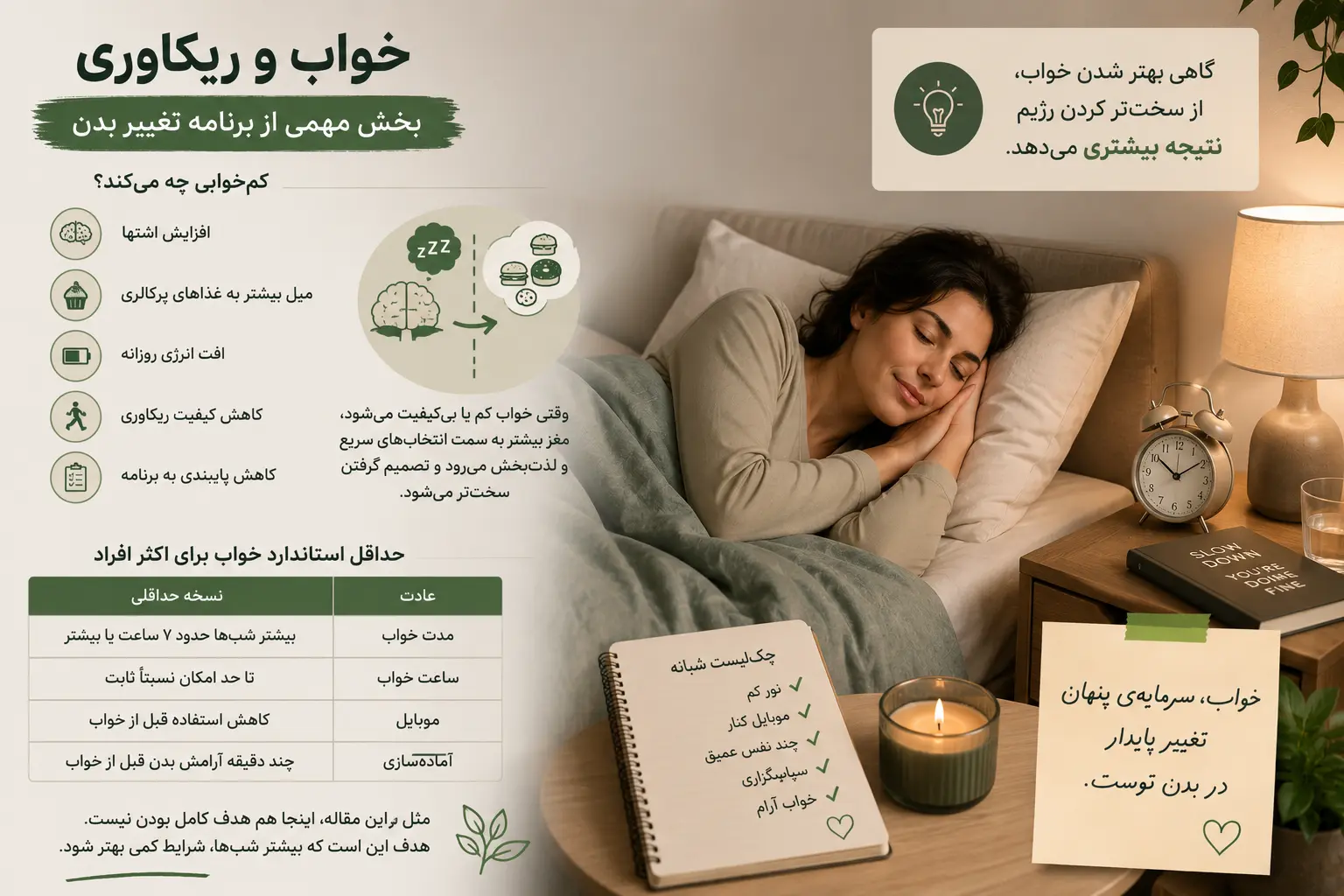 اهمیت خواب در تناسب اندام و رژیم غذایی پایدار