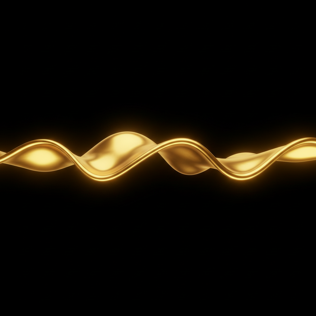 Minimalist conceptual image of a glowing golden energy wave on a black background, representing carbohydrates as the body's main fuel source.