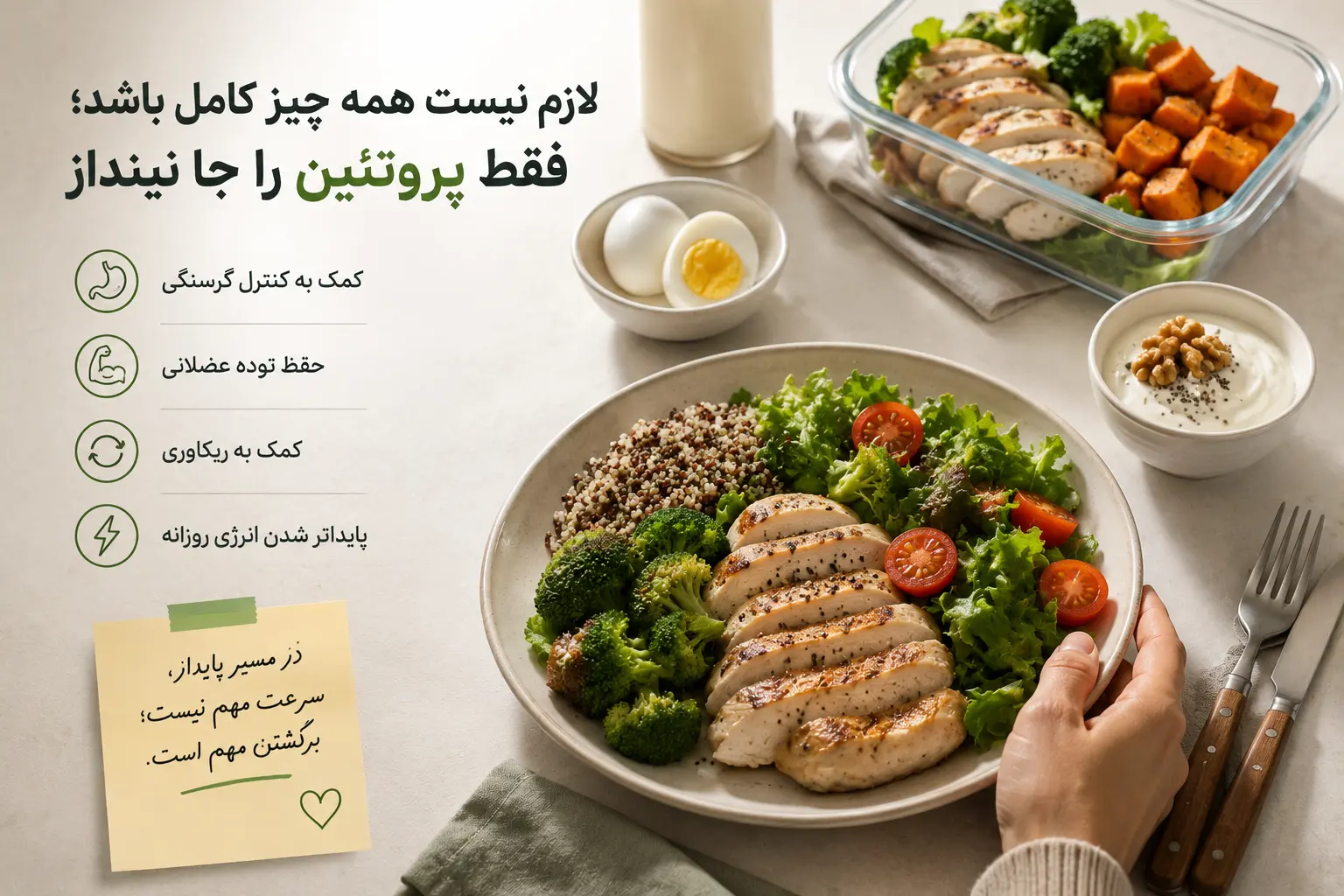 اضافه کردن پروتئین بعنوان اولین عادت در تناسب اندام و داشتن بدن فیت