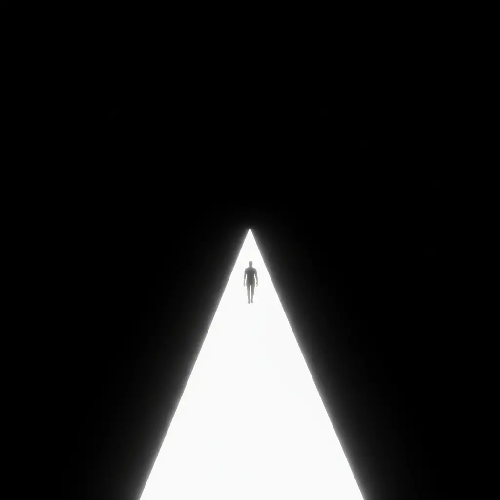 Conceptual image of a luminous, straight path spanning a dark chasm, symbolizing fitness coaching as a clear guide through uncertainty.