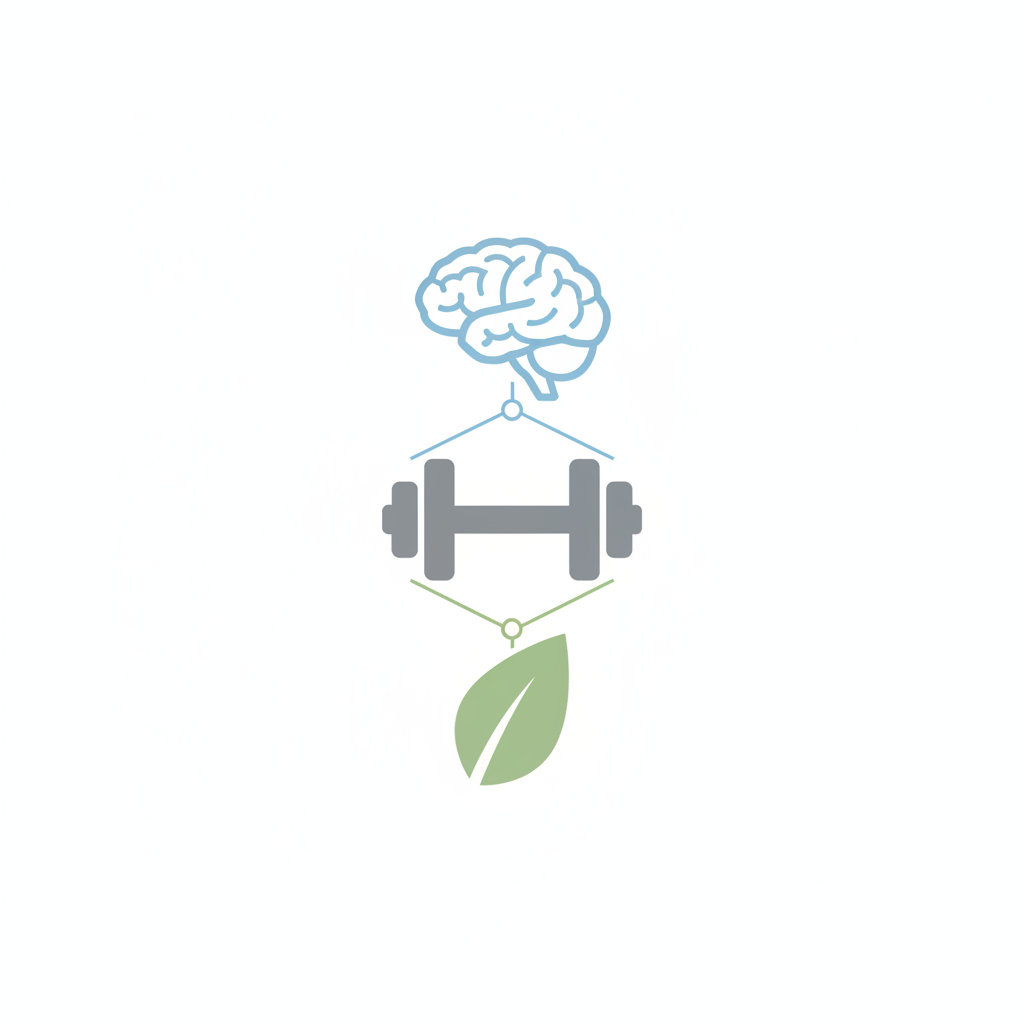 Conceptual image of three balanced icons representing mind, nutrition, and fitness, symbolizing Fitabu's three-dimensional coaching approach.