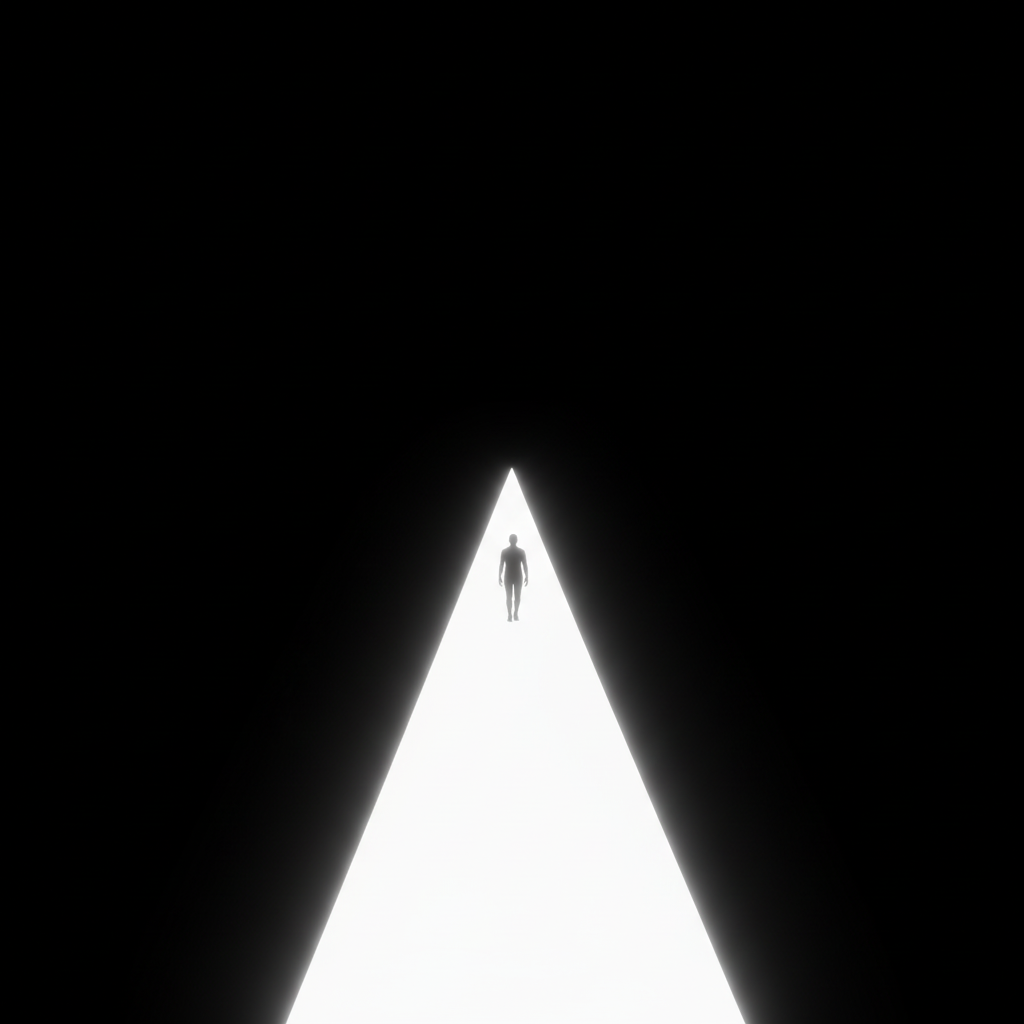 Conceptual image of a luminous, straight path spanning a dark chasm, symbolizing fitness coaching as a clear guide through uncertainty.